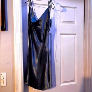 Blue silk short crossbody dress